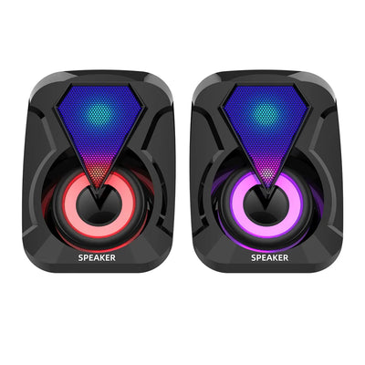 USB wired computer speaker, bass stereo speaker, color RGB light, laptop, smartphone, MP3 player
