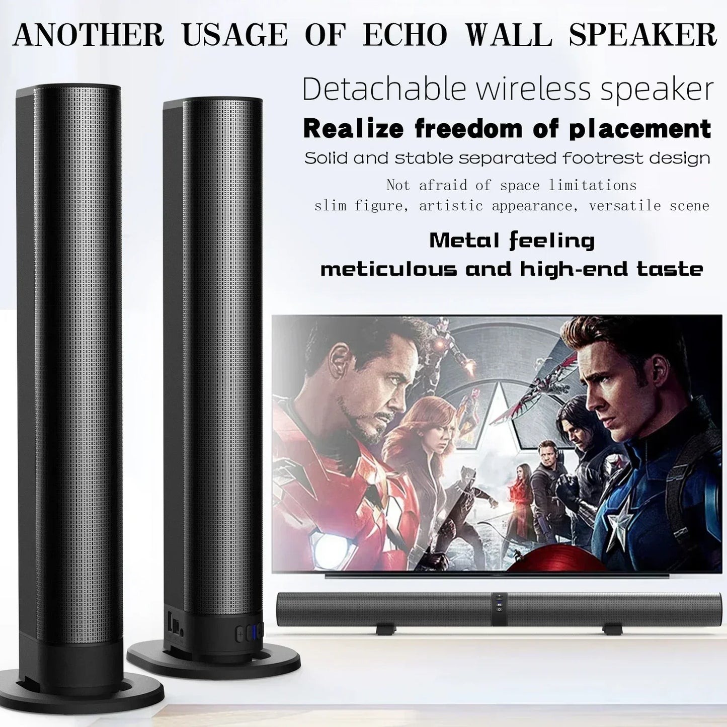 120W BS-56 TV Bluetooth Speakers AUX/BT/OPT Connections Soundbars with 2-in-1 Detachable Home Cinema Sound System FM Soundbar