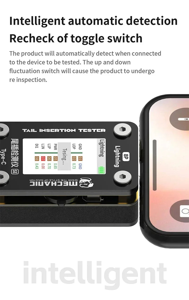 MECHANIC T-824 T824 SE Tail Insertion Tester Tail  Insertion Detector Type-C Lightning I nterface for Phone Repair Tools