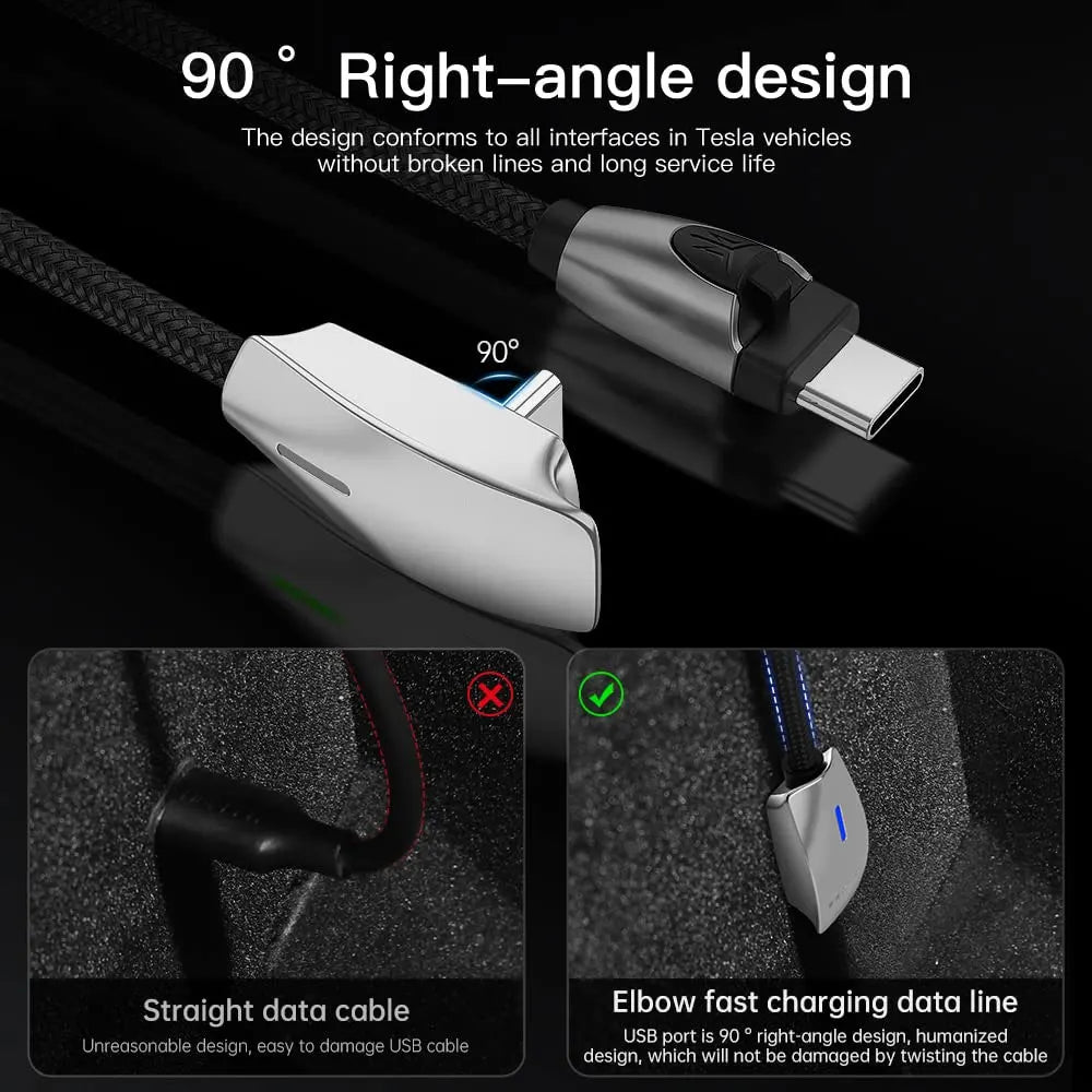 USB Cable For Tesla Model Y/3/X/S Car Charging PD Fast Charging Phone USB Cable Wall Connector Style 60W USB Data Cable Model 3