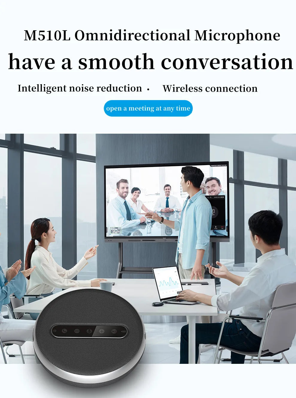 Conference Microphone USB Speakerphone Omnidirectional Computer 6 Mic 360° Voice Pickup Video Online Course Speakers Desktop