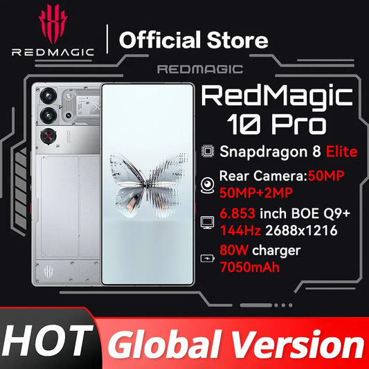 RedMagic 10 Pro  Global Version 5G Gaming Smartphone 6.853" Snapdragon 8 Elite 7050mAh 80W Charge 50MP NFC