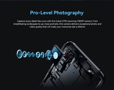 Cubot X70, Smartphone Android 13, Helio G99, Octa-Core, 120Hz 6.583 Inch Screen, 24GB RAM(12+12GB), 256GB ROM, 100MP Camera, NFC