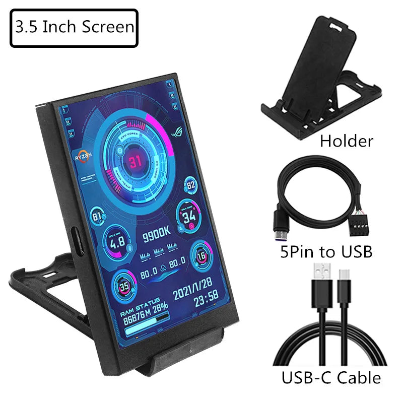 3.5 / 5 / 8.8 Inch IPS Type-C Secondary Screen Mini Computer Secondary Screen CPU GPU RAM HDD Monitor USB Display Freely AIDA64