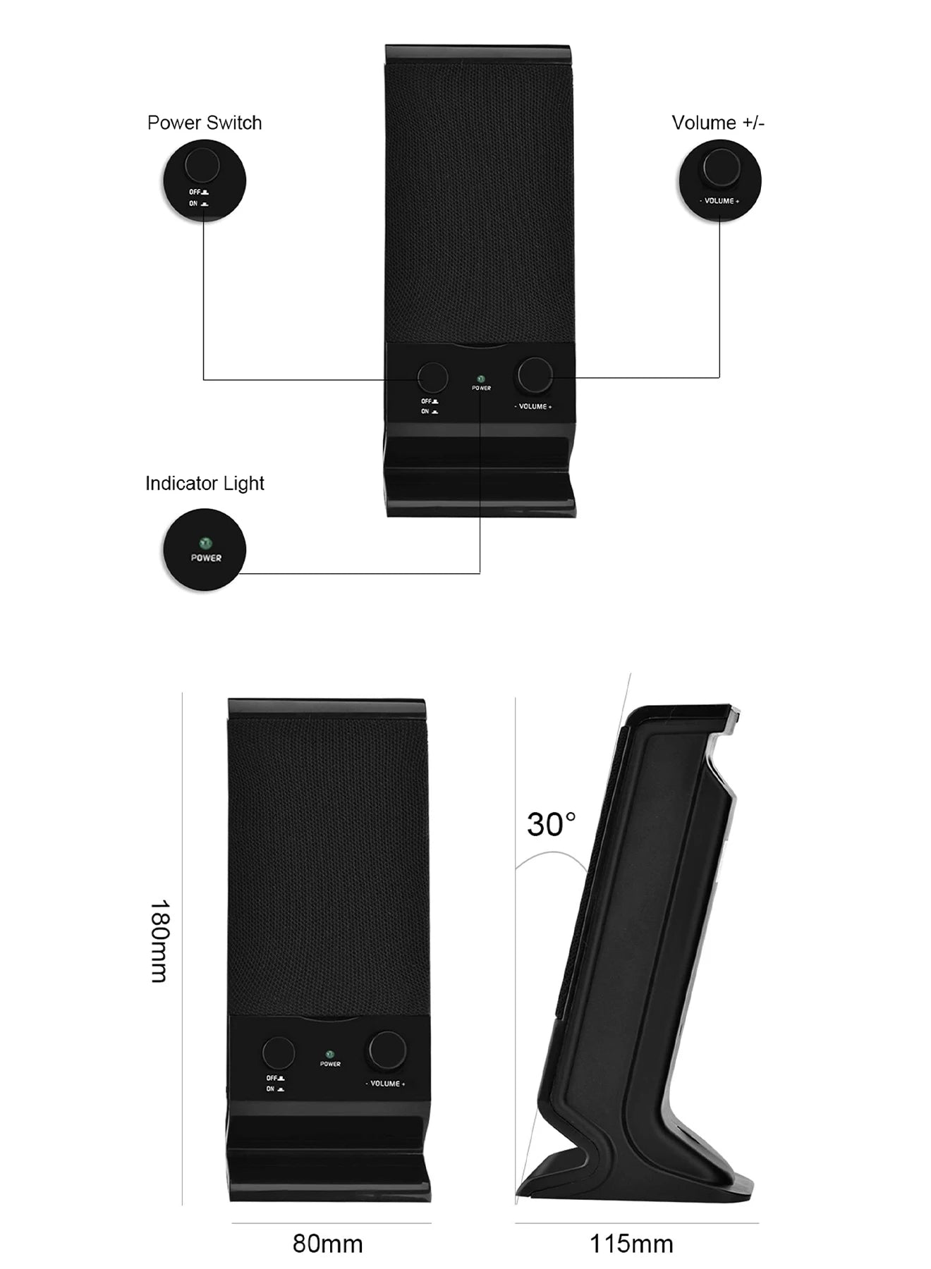 Computer Speaker Compact and Delicate Laptop Speakers with Volume Control and 3.5 Mm Audio Plug, USB-Powered Desktop Speaker