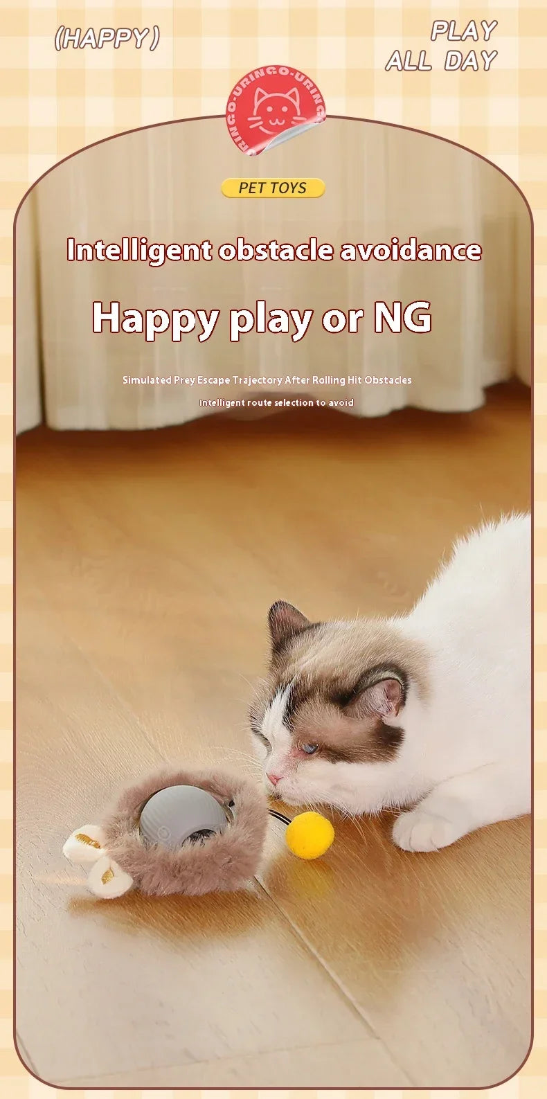 Interactive Cat Toys Ball Auto Electric Rolling Ball Toys for Cats/Kitty Pets Smart Automatic Teaser USB Rechargeable