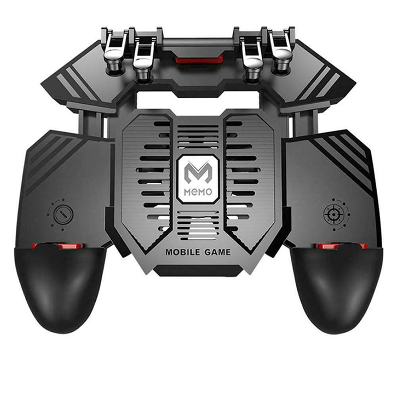 AK77 Pubg Mobile Game Controller 6 Fingers with Fan Pubg Trigger Gamepad Joystick for Android Ios Game Pad Movil with Battery