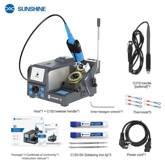 SUNSHINE S1 Precision Tweezers Multi-purpose Soldering Station Smart Color Screen ,Four-stage Storage,Repair Tools