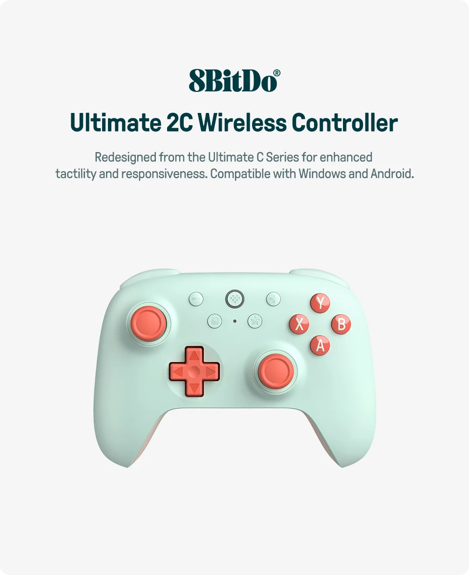 8BitDo New Ultimate 2C Wireless Gaming Controller for PC, Windows 10, 11, Steam Deck, Raspberry Pi, Android Gamepad Accessories