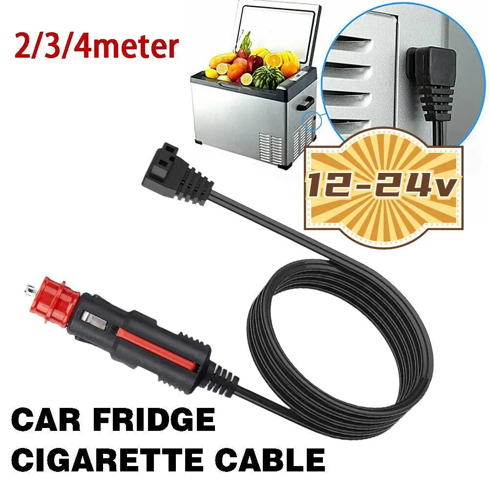 12/24V Car Fridge Plug Cable 2/3/4m 18AWG Car Refrigerator Plug Cigarette Lighter 2m Charging Travel Camping Supplies