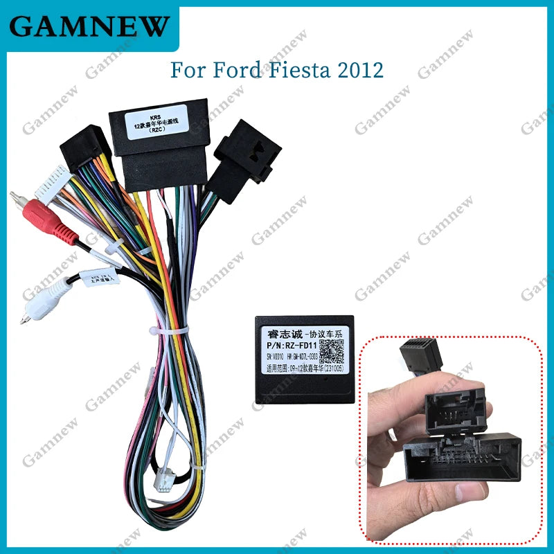 Car 16Pin Stereo Wiring Harness Canbus Support For Ford Fiesta 2012 Audio Radio Power Cable Adapter