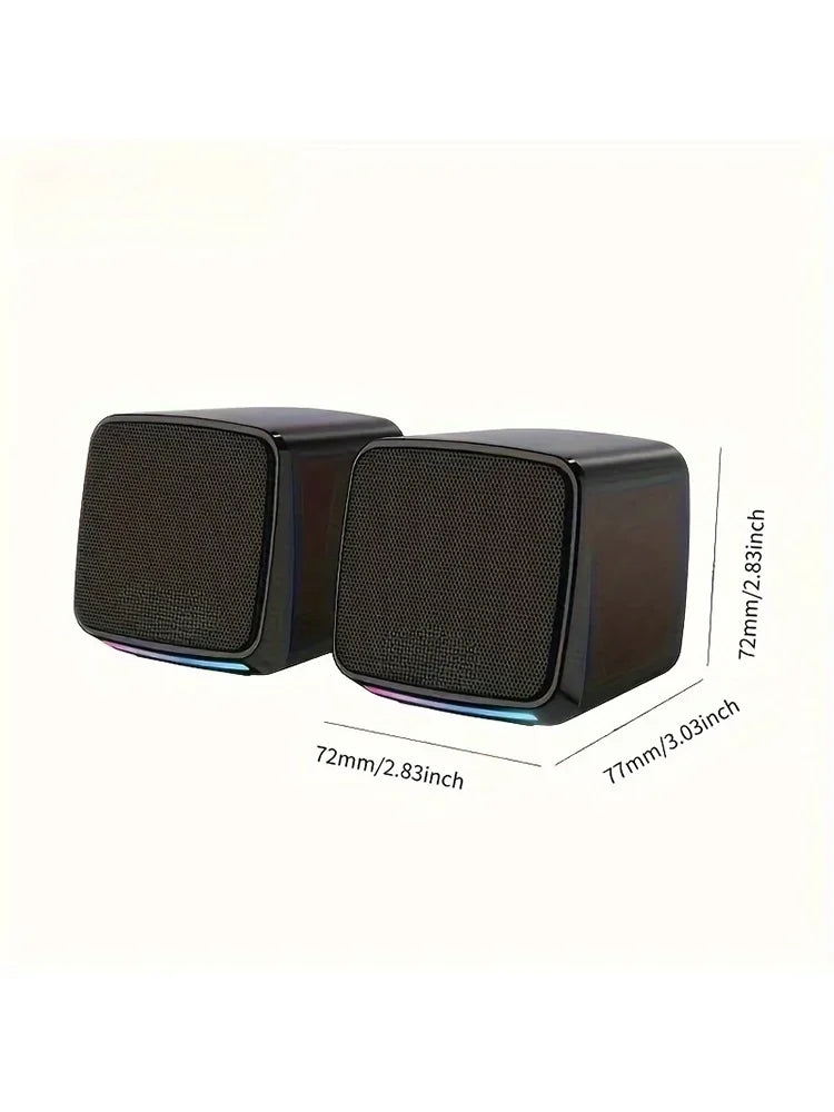 Mini Speaker with Cool Lights and Stereo Sound Computer Speakers 6W USB Powered 3.5 mm AUX-in Portable Speaker for Computer La