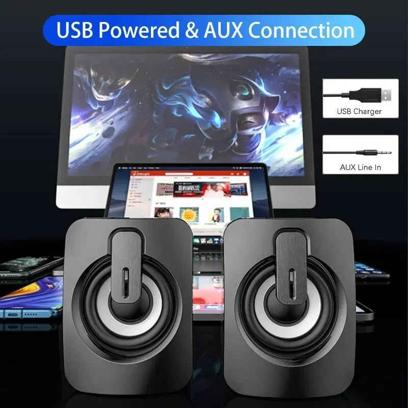 Computer Speakers PC Sound Box HIFI Stereo Microphone with LED Light for Desktop Computer Surround Music RGB Gaming Speakers