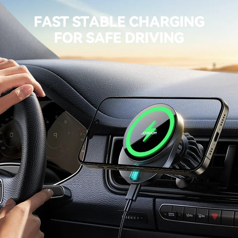 Joyroom 15W Wireless Charging Car Phone Holder Magnetic Phone Mount Car Charger Air Vent Car Phone Holder Mount For iPhone 16-12