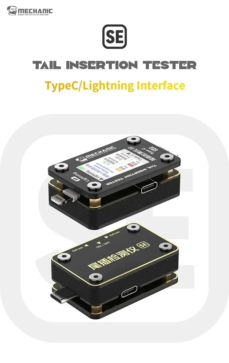 MECHANIC T-824 T824 SE Tail Insertion Tester Tail  Insertion Detector Type-C Lightning I nterface for Phone Repair Tools