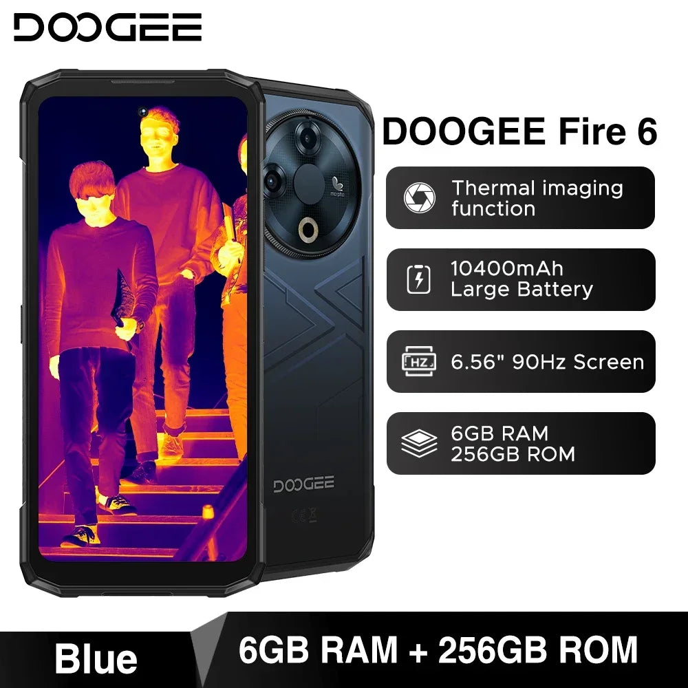 World Premiere DOOGEE Fire 6 Rugged Phone 6.56" 90Hz Display 6GB RAM 256GB ROM 50MP AI Main Camera 10400mAh/18W Android 14