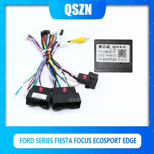 QSZN Car radio Stereo Canbus Box Ford-RZ-09 For Ford Fiesta focus Ecosport Edge Wiring Harness Power cable Multimedia Player