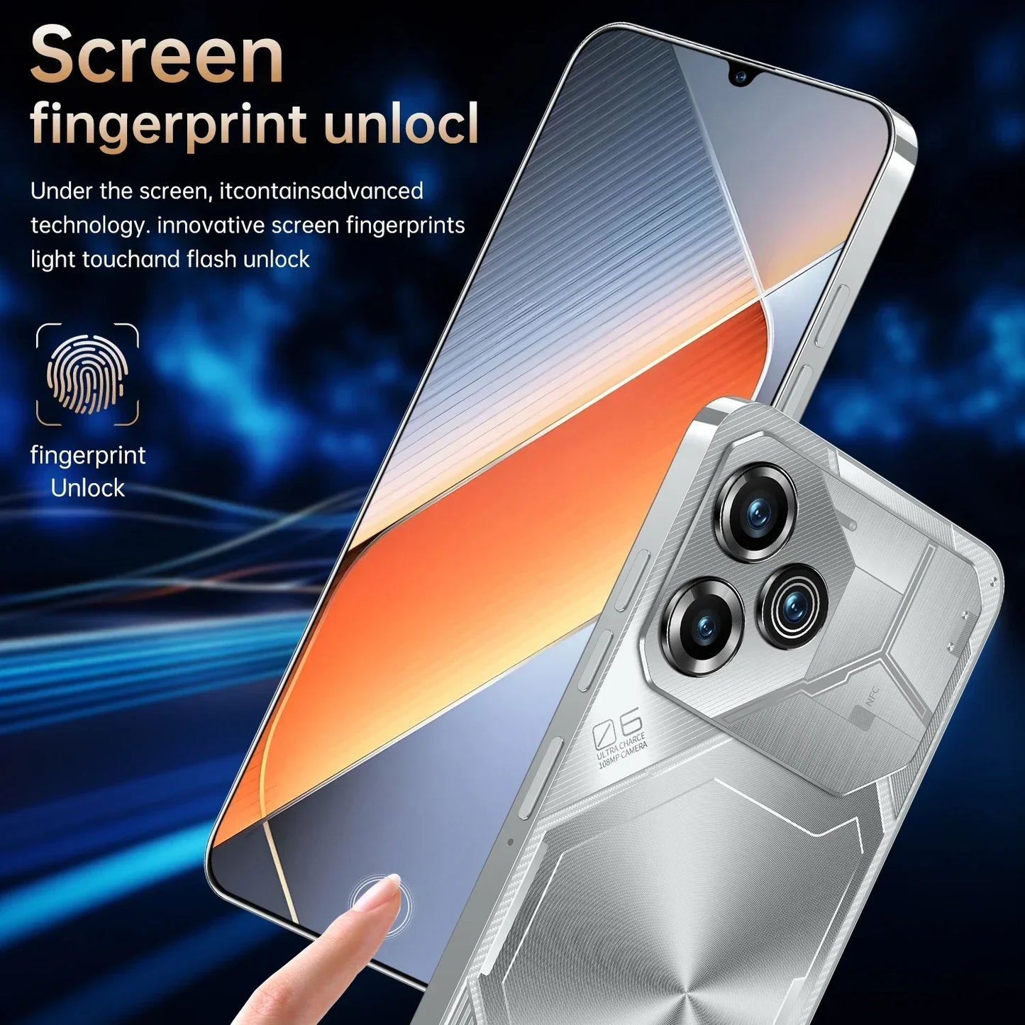 Global Version Pova 6 Pro Smartphone 22GB+2TB 7.3 inch 8000mAh 4G 5G Dual SIM Cellphone 108MP Cam 10 Core Chip Super Game Phones