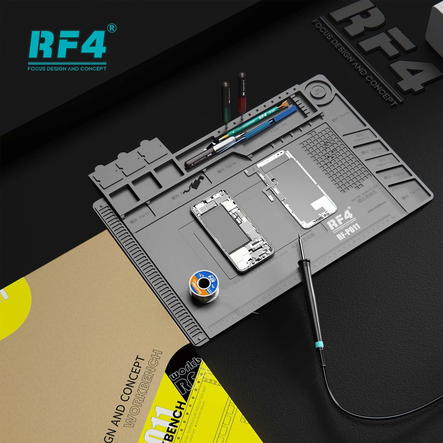 RF4 Insulated Silicone soldering Mat Welding 260x380MM BGA Desktop Station Phone Repair Pad Maintenance Platform RF-PO2 Repair