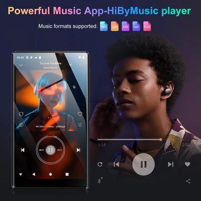 1080P Android 13.0 4.7-inch 96GB (64GB+32GB) MP3/MP4 player with Bluetooth and WiFi, up to 1TB