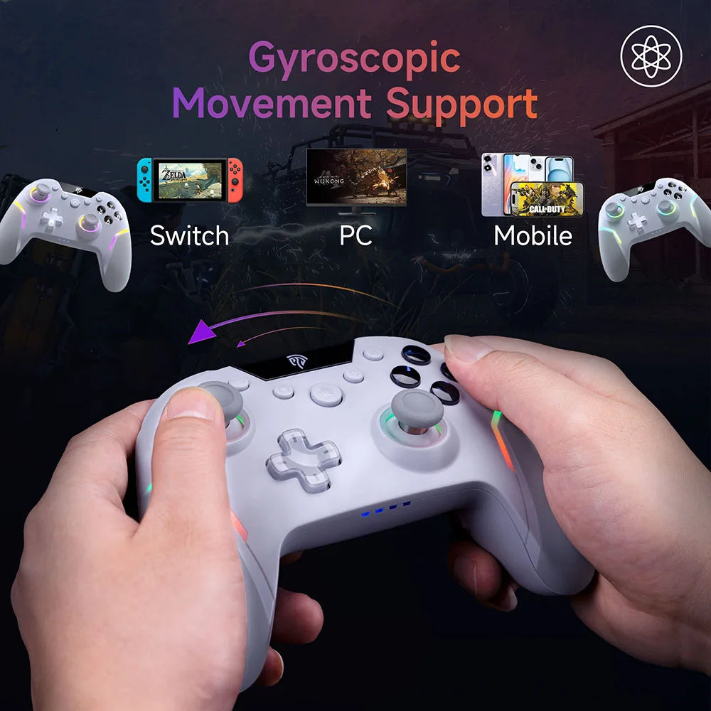 EasySMX X20 RGB Wireless Gamepad Bluetooth Gaming Controller Compatible with PC/NS/TV/Phone/Laptop,6-Axis Gyroscope, Hall Effect