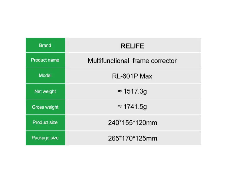 RELIFE RL-601P Max Multifunctional Repair Frame Corrector Multifunctional Repair Screen Pressure Preservation Repair Tools