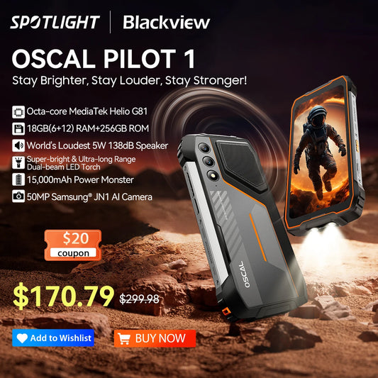 [World Premiere ]Blackview OSCAL PILOT 1 Rugged Phone, 6GB 256GB Smartphone, 6.67'' HD+Display Mobile Phone With 15000mAh, NFC