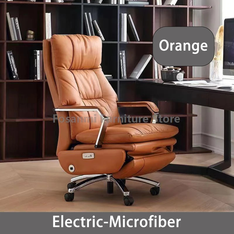 Ergonomics Leather Office Swivel Chair Electric Home Soft Thick Cushion Computer Chairs Gaming Comfortable Desk Chair with Wheel