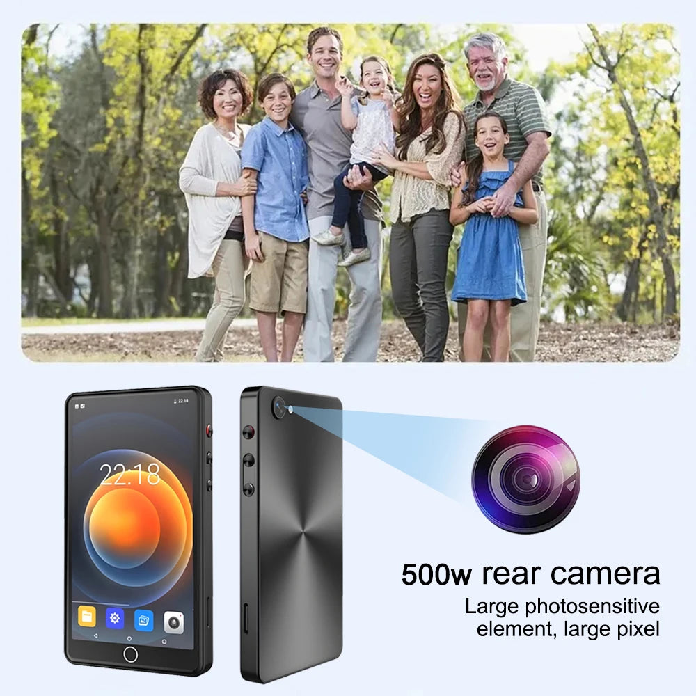 Portable WiFi MP4 Player with Camera 16G Memory Bluetooth 5.0 Full Touch Screen FM Radio/Browser/Photographer/Music Player