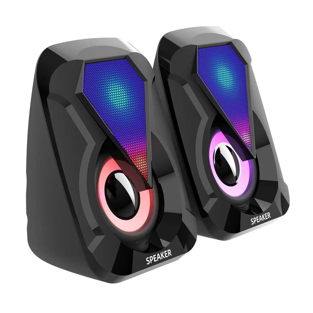 Mini USB Wired Computer Speaker RGB Lighting Desktop Gaming High Volume Home Office Soundbox Colorful Powerful Bass Loudspeaker