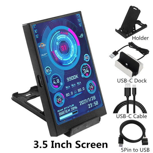 3.5 / 5 / 8.8 Inch IPS Type-C Secondary Screen Mini Computer Secondary Screen CPU GPU RAM HDD Monitor USB Display Freely AIDA64