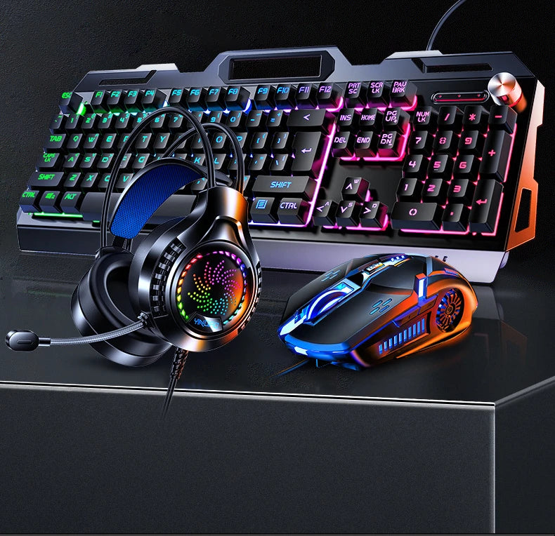 RGB Gamer Keyboard Gaming Keyboard and Mouse Headphone Gamer Kit Backlit USB Wired Computer KeyboardFor Pc Laptop 3 In1 Teclado