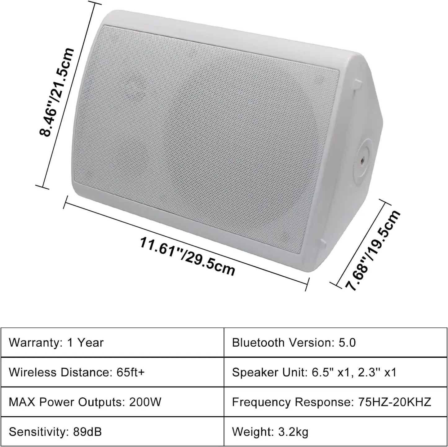 Herdio 800W 6.5'' Outdoor Speakers Bluetooth Waterproof Wired With Superior Amplifier Wall Mounted Sound System Enhanced Bass