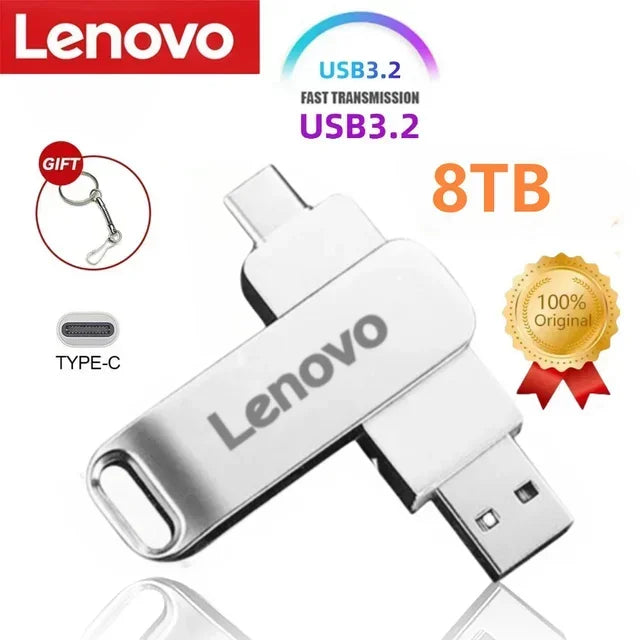 Lenovo 16TB 3.0 USB flash drive waterproof Type-C USB metal high-speed pen drive 2TB 512GB suitable for computer storage devices