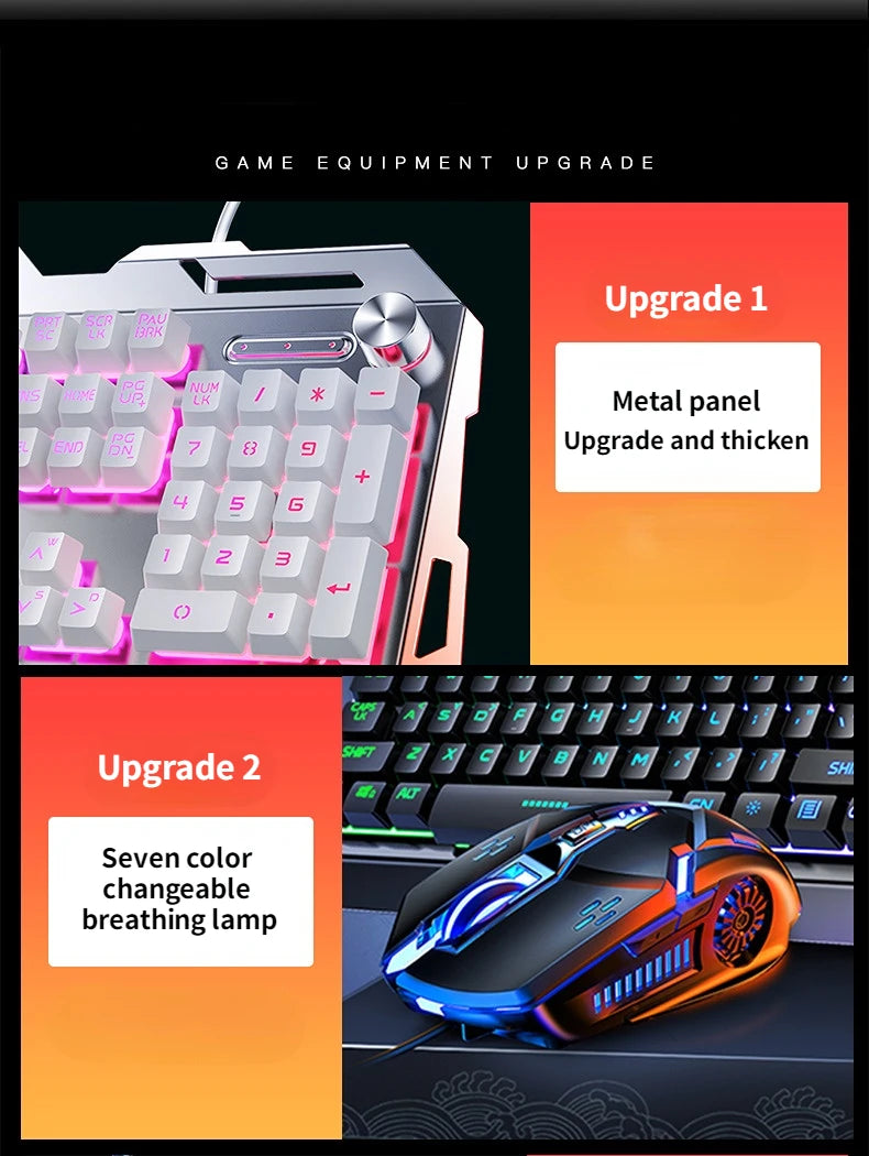 RGB Gamer Keyboard Gaming Keyboard and Mouse Headphone Gamer Kit Backlit USB Wired Computer KeyboardFor Pc Laptop 3 In1 Teclado