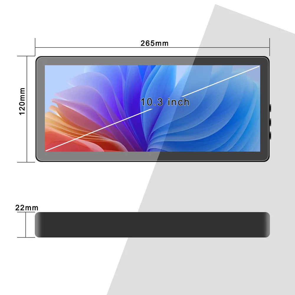 10.3 inch TouchScreen Monitor 1920x720 IPS Display LCD Bar Computer Temp Display Extender Monitor