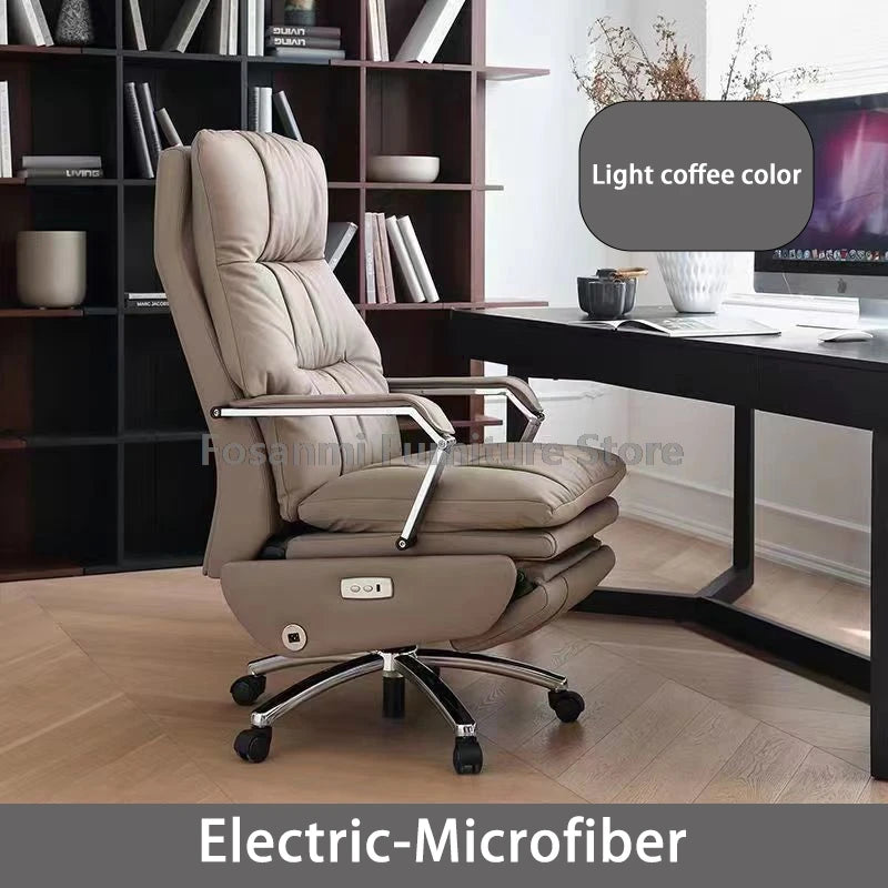 Ergonomics Leather Office Swivel Chair Electric Home Soft Thick Cushion Computer Chairs Gaming Comfortable Desk Chair with Wheel