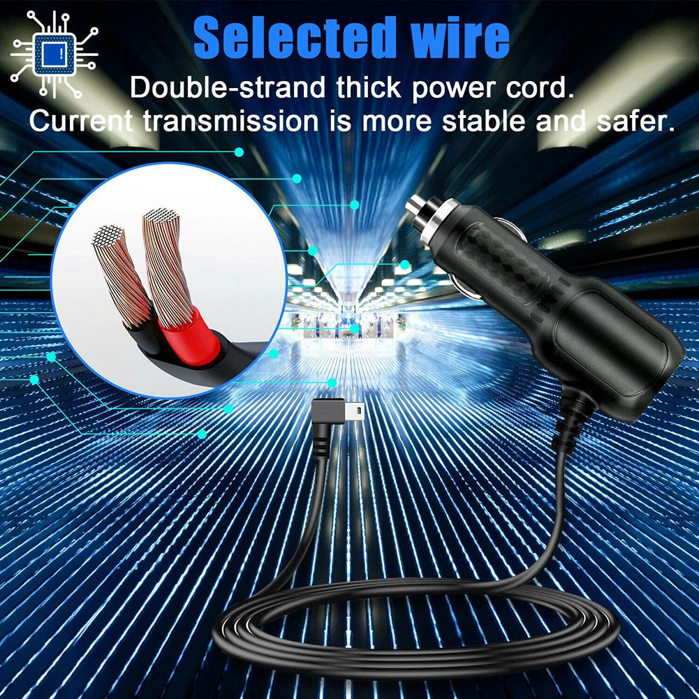 DVR Charging Power Cable Dash Cam Car Charger Mini USB Cable Micro USB 11.5ft Power Cord Supply 12-24V For Dash Cam Mirror Cam