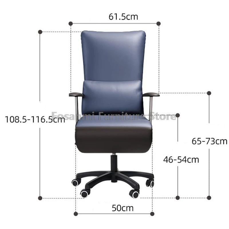 Ergonomic Leather Soft Office Chair with Wheels Rolling and Reclining Home Desk Chair Adjustable Leisure Gaming Computer Chairs