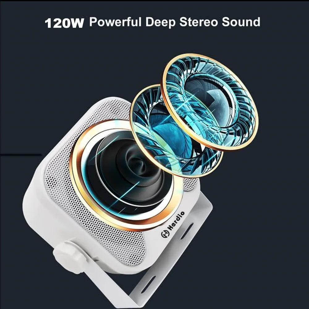 Herdio 120W 4'' Marine Waterproof Boat Speakers Motorcycle Audio Speaker Heavy Duty Music Sound System For Outdoor ATV UTV RZR