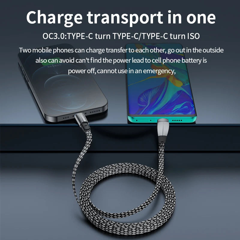 For Tesla Car Phone Charging Cable PD 60W Fast Charging Cable Type C 90 Degree USB C Charger For Tesla Model 3/Y Phone Charging