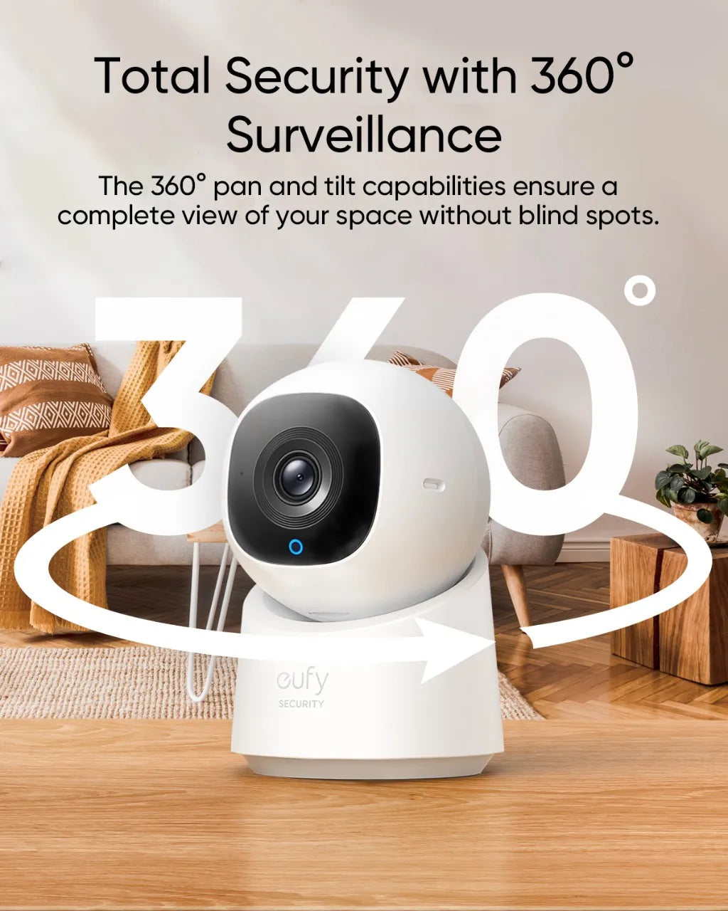 eufy Security Indoor Cam C220 2K Resolution Security Camera with 360° PTZ Plug-In Security Indoor Camera with Wi-Fi Human