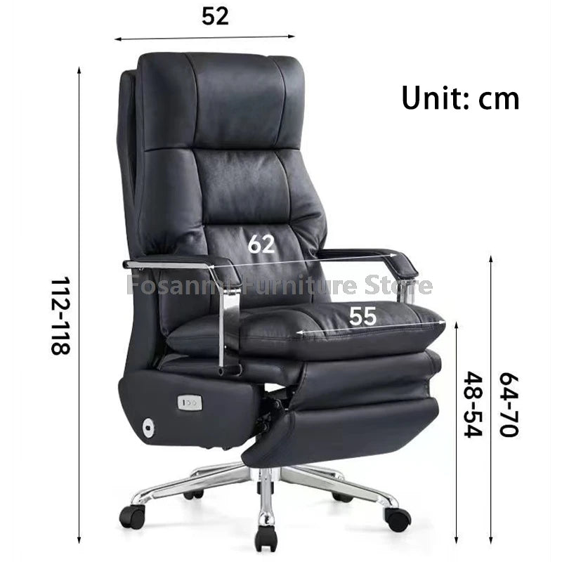 Ergonomics Leather Office Swivel Chair Electric Home Soft Thick Cushion Computer Chairs Gaming Comfortable Desk Chair with Wheel