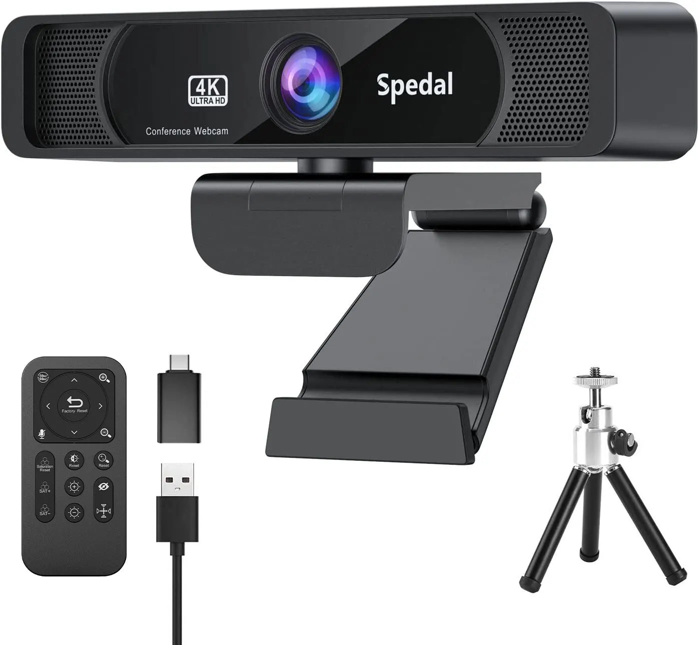 Spedal 931 HD 4K 30Fps 120 Wide Angle Webcam Wtih Microphone Remote Control Streaming PC Conferencin Windows Mac Linux