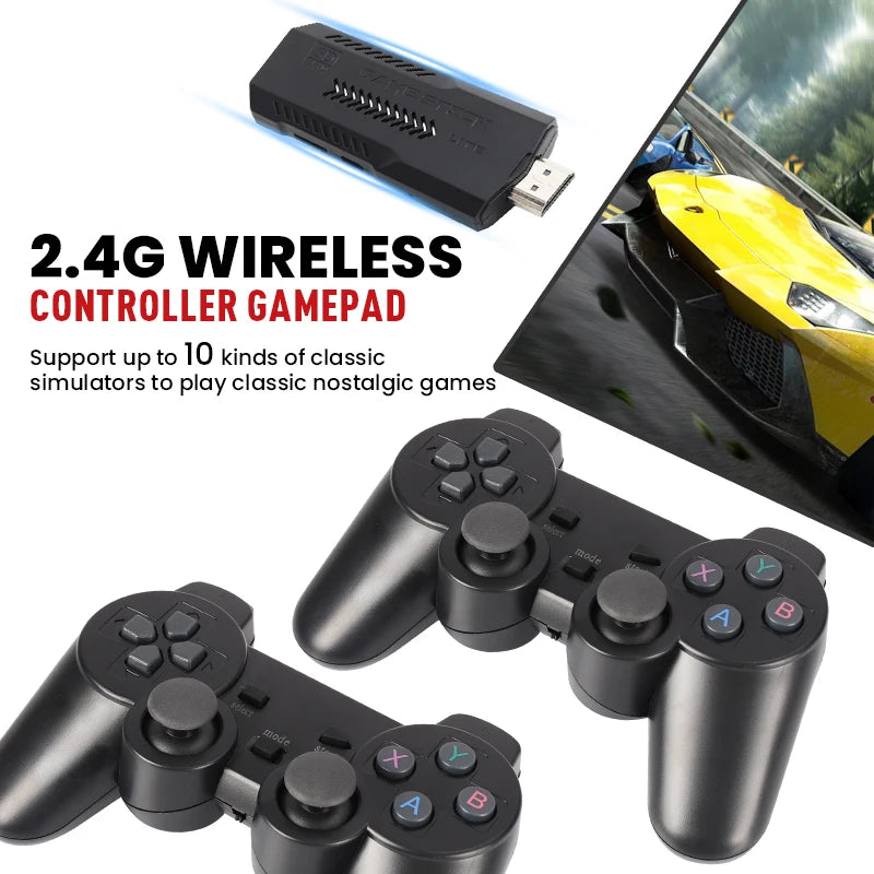 GD10 Plus Game Stick 4K HD Video Game Console 2.4G Double Wireless Controller Game Stick For N64/PSP/PS1/GBA