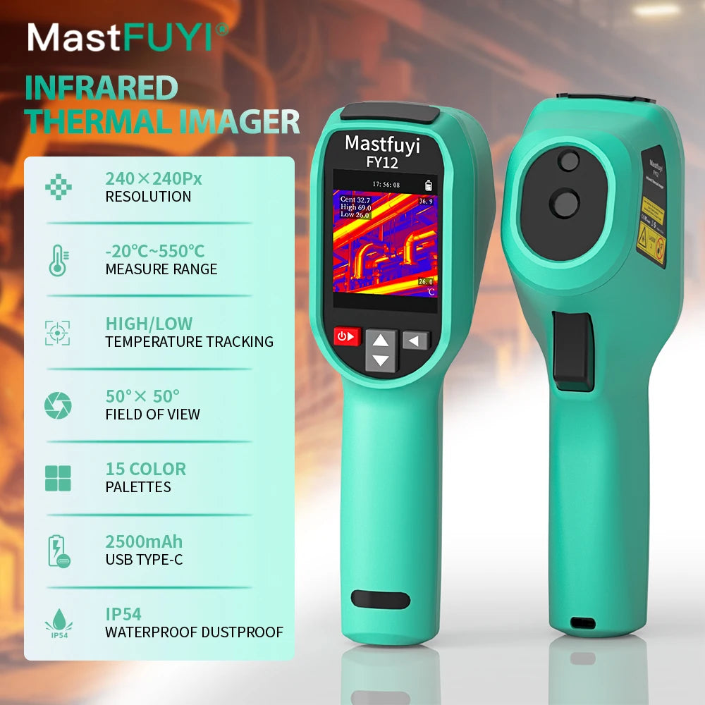 MASTFUYI Professional Thermal Imaging Camera, -20℃~550℃ High Resolution Infrared Thermal Imager for Repair Pipeline Detection