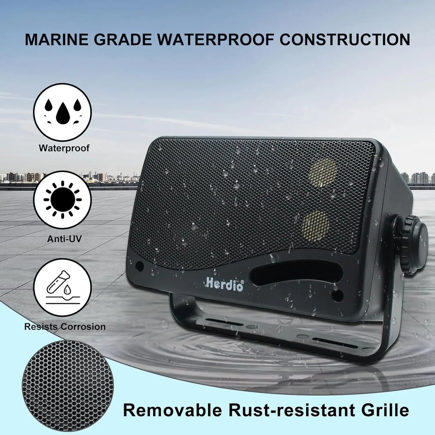 Herdio 3.5 Inch Passive Outdoor Speakers Wired Waterproof 200W 3 Way Premium Mountable Wall Mount Speakers With Superior Sound