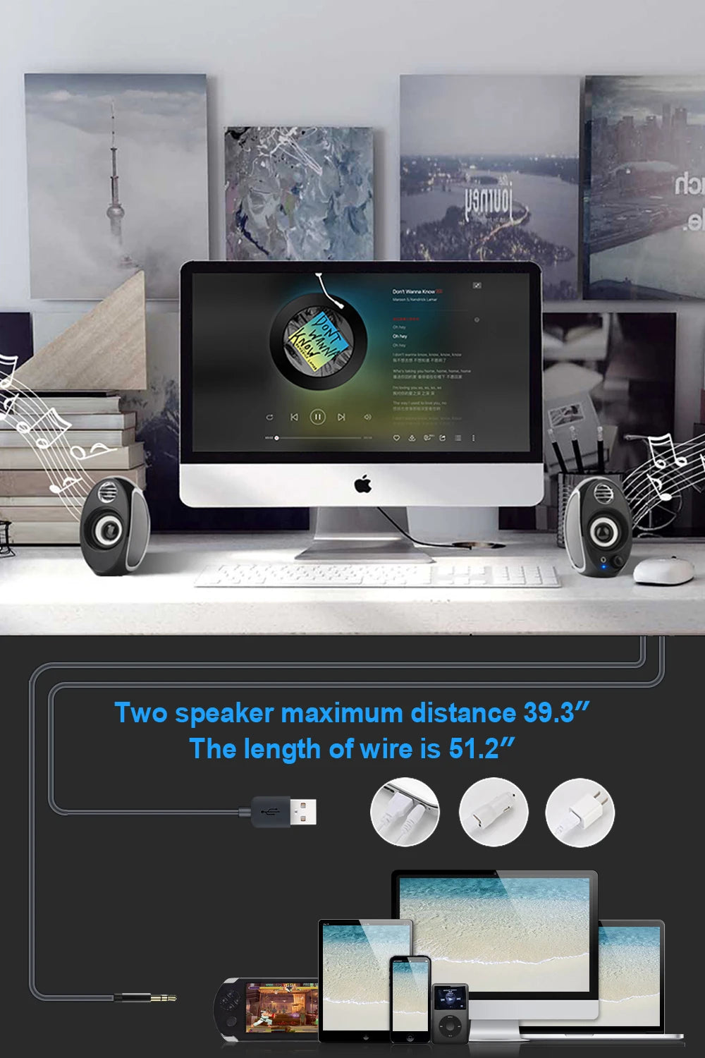 Computer Speakers for Desktop, PC Powered Speaker, USB Powered Monitor Speakers for Computer/TV/Laptop/Gaming (10W)