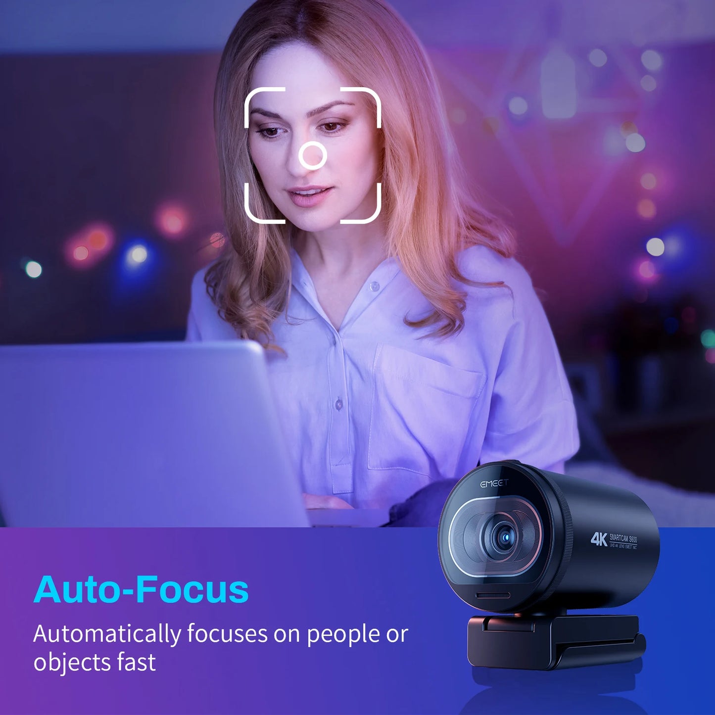 Webcam 4K HD USB Web Camera 1080P 60FPS TOF Autofocus Streaming Camera EMEET S600 With Mics for Video Calling/Zoom/Skype/Teams