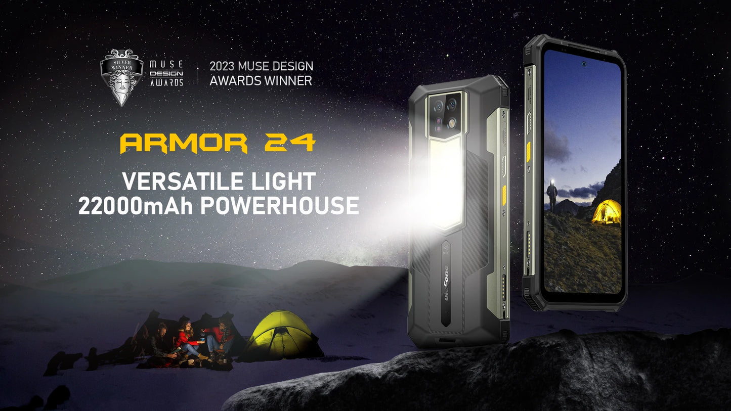 Ulefone Armor 24 Rugged Phone 22000mAh Up to 24GB+ 256GB 6.78"120Hz Smartphone 64MP+64MP NFC Phone LED Light Global Version